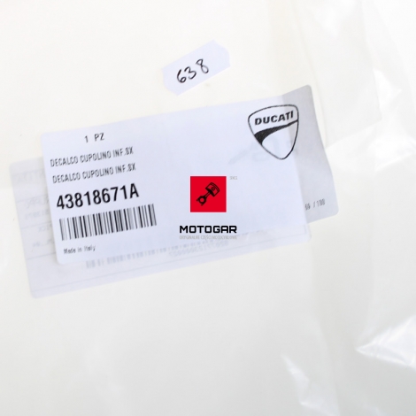 Naklejka dzioba czachy Ducati Hypermotard 2013-2014 lewa [OEM: 43818671A]