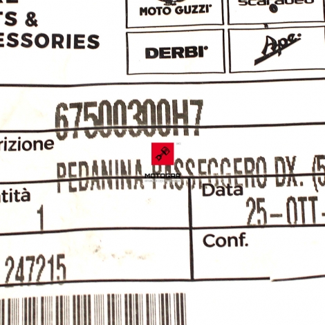 Podnóżek pasażera Piaggio X10 500 2012 2013 prawy tylny [OEM: 67500300H7]