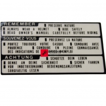 Naklejka, emblemat informacyjna na obudowę przedniej lampy Honda XL125 Varadero, CB125, NX650, SH50 Scoopy [OEM: 87560181760ZA]