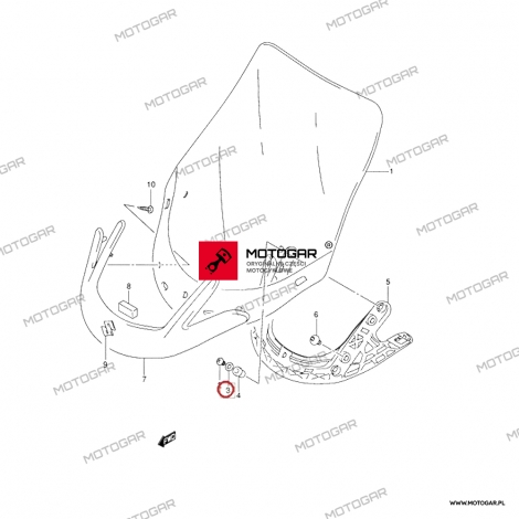 Podkładka szyby Suzuki LT-Z50, AN400, GSR600, AN650, VS800, DL1000, GSX1250, GSX1300, VL1500 [OEM: 083220105B]