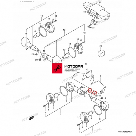 Śruba przednich kierunkowskazów Suzuki GZ125, GS500, DR650, LS650 Savage, DL1000 V-Strom, VS1400 Intruder [OEM: 0214206107]