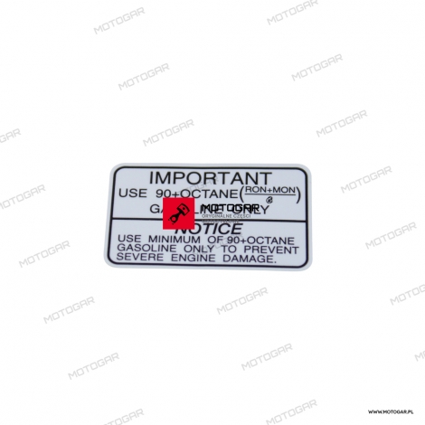 Naklejka informacyjna paliwa Kawasaki ZZR1400, VN1700 Vulcan [OEM: 560300357]