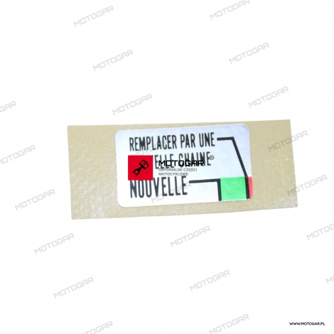 Naklejka informacyjna łańcucha wahacz Honda VFR800 [OEM: 87508MT4620]