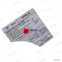Naklejka informacyjna ECE Aprilia RSV4 1100 [OEM: 2G000607]